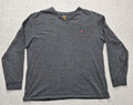 Polo Ralph Lauren Shirt Men XL Charcoal Gray Cotton Knit Long Sleeve V-Neck Pony