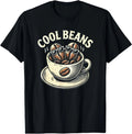 Cool Beans Coffee Caffeine Lover Retro Graphic Novelty T-Shirt
