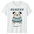 Cute Bulldog Love Cartoon T-Shirt, Dog Breed Gift, Bulldog T-Shirt