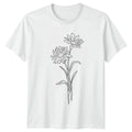 Minimalist Daisy Flower Line Art Womens T-Shirt Botanical Gardening