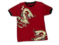Bucheli Mens T Shirt XL Moda Italia Red Slim Fit Gold Dragons Short Sleeve