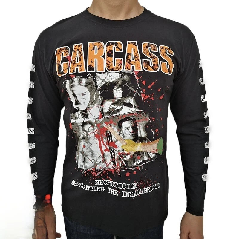 Carcass - Necroticism  Long Sleeve T-Shirt Black napalm death morbid angel