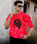 Tie Dye Red & Pink Color Stylish Cotton T-shirt , Handmade