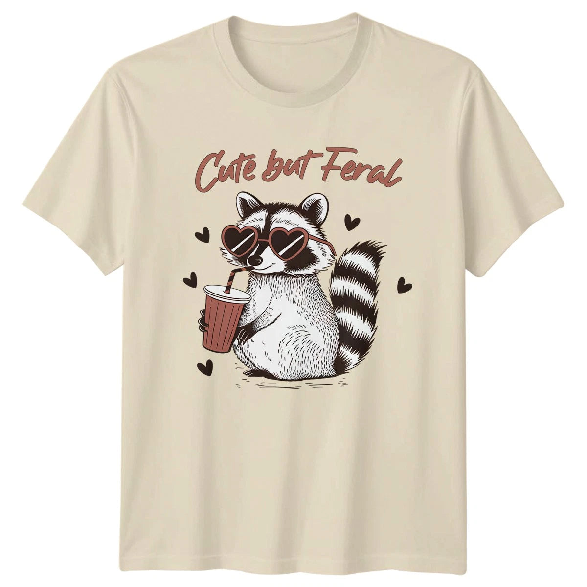 Cute But Feral Raccoon T-Shirt Animal Humor Birthday Gift For Him And Her