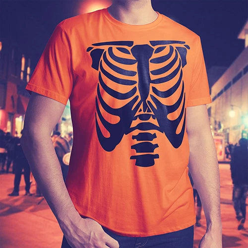Rib Cage Body Skeleton Halloween Cool Awesome Funny Mens Crew Neck Tee T-Shirt