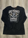 Gas Monkey Garage Men's Black Graphic Logo Long Sleeve Crew Neck T-Shirt L