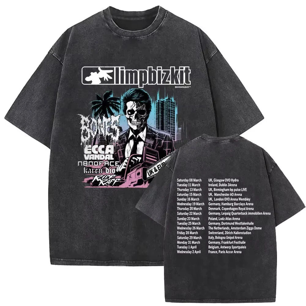 Limp Bizkit Style Graphic T Shirt Nu Metal Vintage Cotton Grunge Band Tee S-3XL