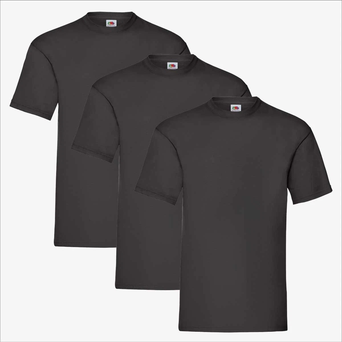Fruit of the Loom Valueweight T-Shirt 3 Pack | Mens Single Colour Dark Plain