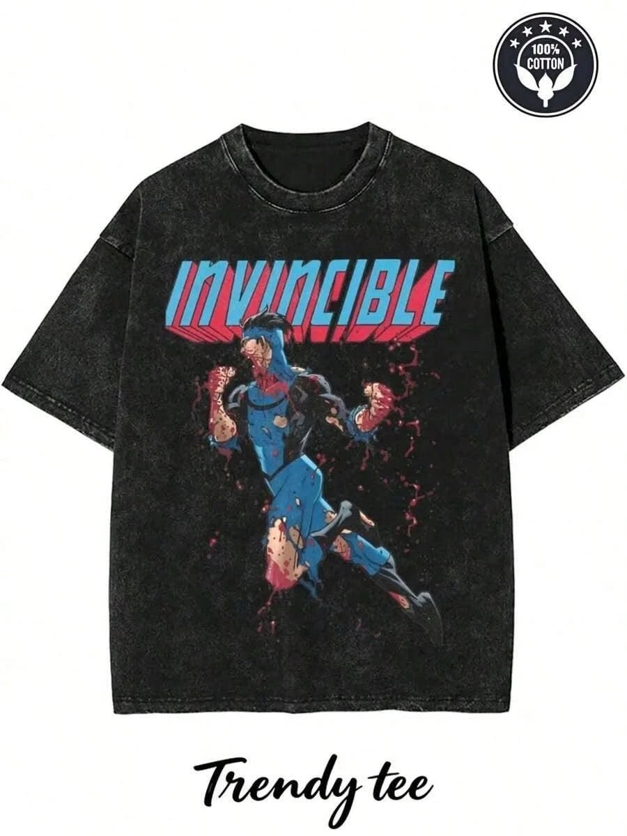 Retro Comic Hero Streetwear Black T shirt