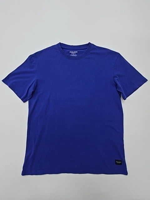 Jack & Jones Men Blue Organic Cotton Crew Neck T-Shirt Size S BNWT