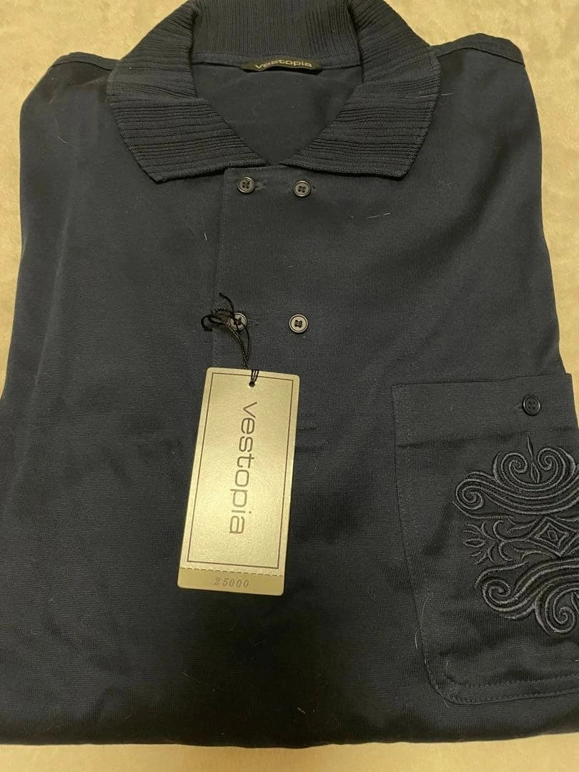 Vestopia Long Sleeve Polo Shirt Black L Stylish Embroidered Pocket