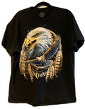 DOM Size XL Bald Eagle Graphic Crew Neck Cotton Black T-Shirt Dream Catcher