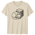 Sleeping Cat Book Lover T-Shirt Reader Librarian Gift For Him And Her