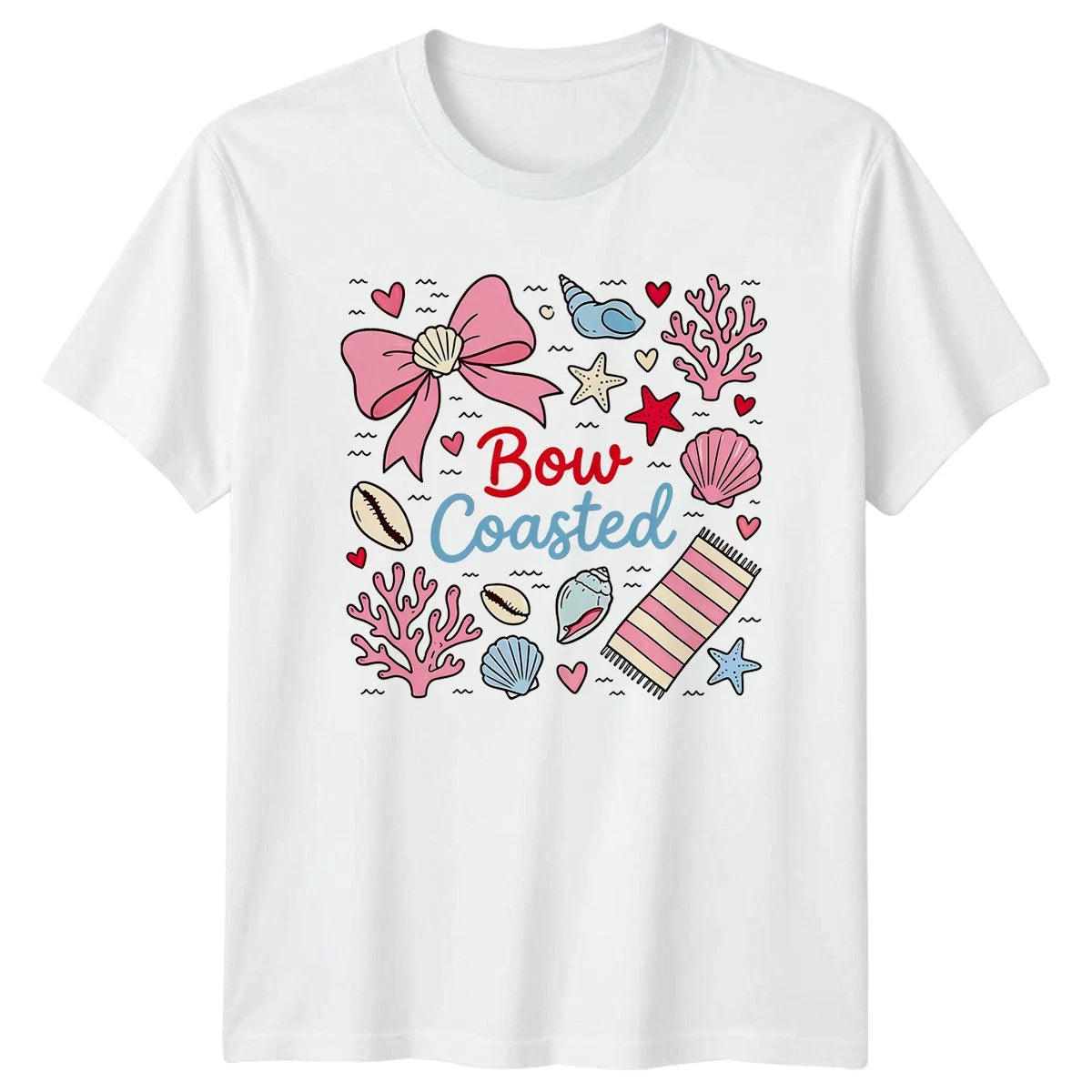 Bow Coasted Womens T-Shirt Coquette Aesthetic Beach Summer Holiday Gift For Her
