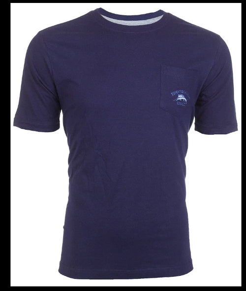 $48 TOMMY BAHAMA Embroidered Logo NAVY Relaxed Fit Short Sleeve Pocket T-shirt