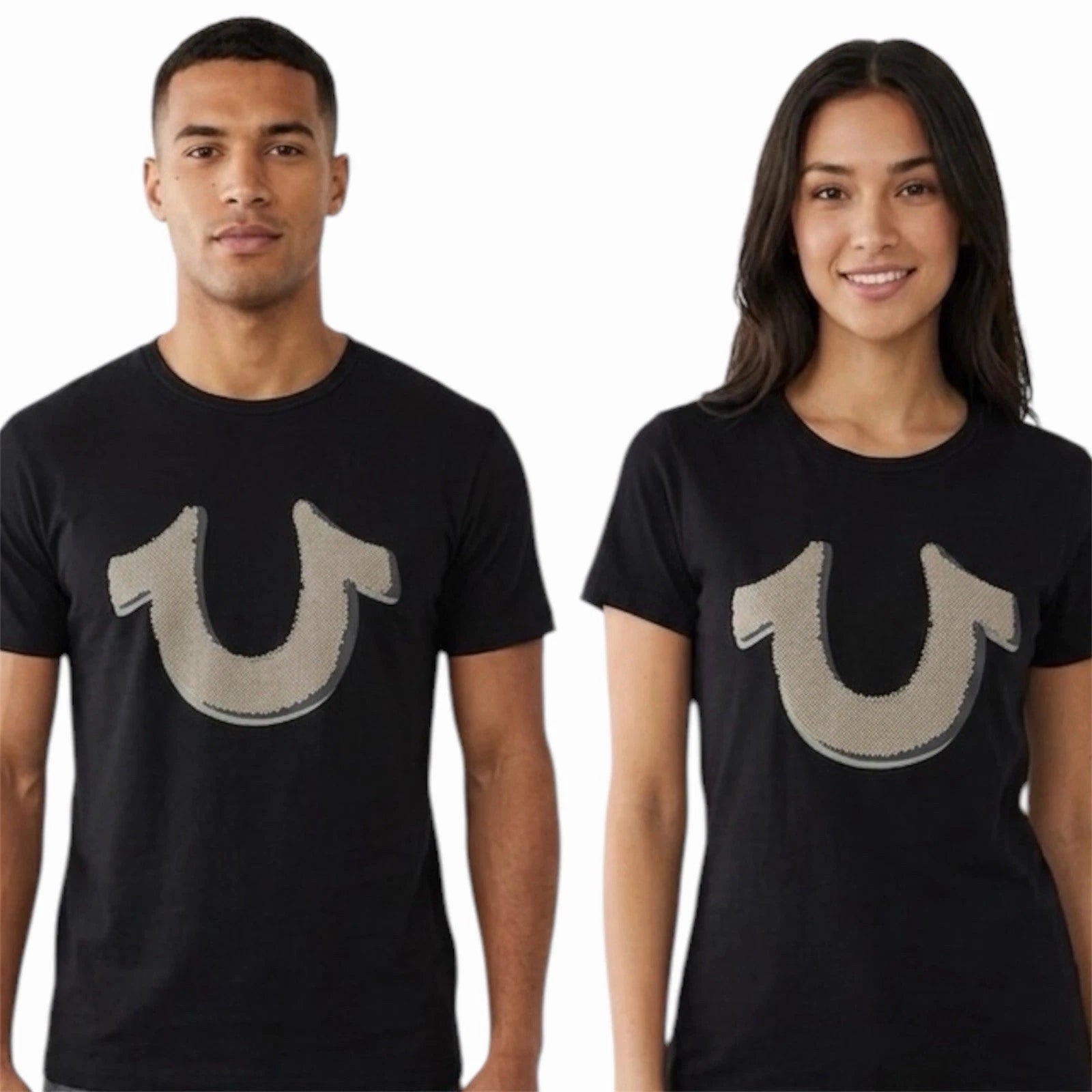 $69 TRUE RELIGION Black POP ART HORSESHOE Short Sleeve Designer Graphic T-shirt