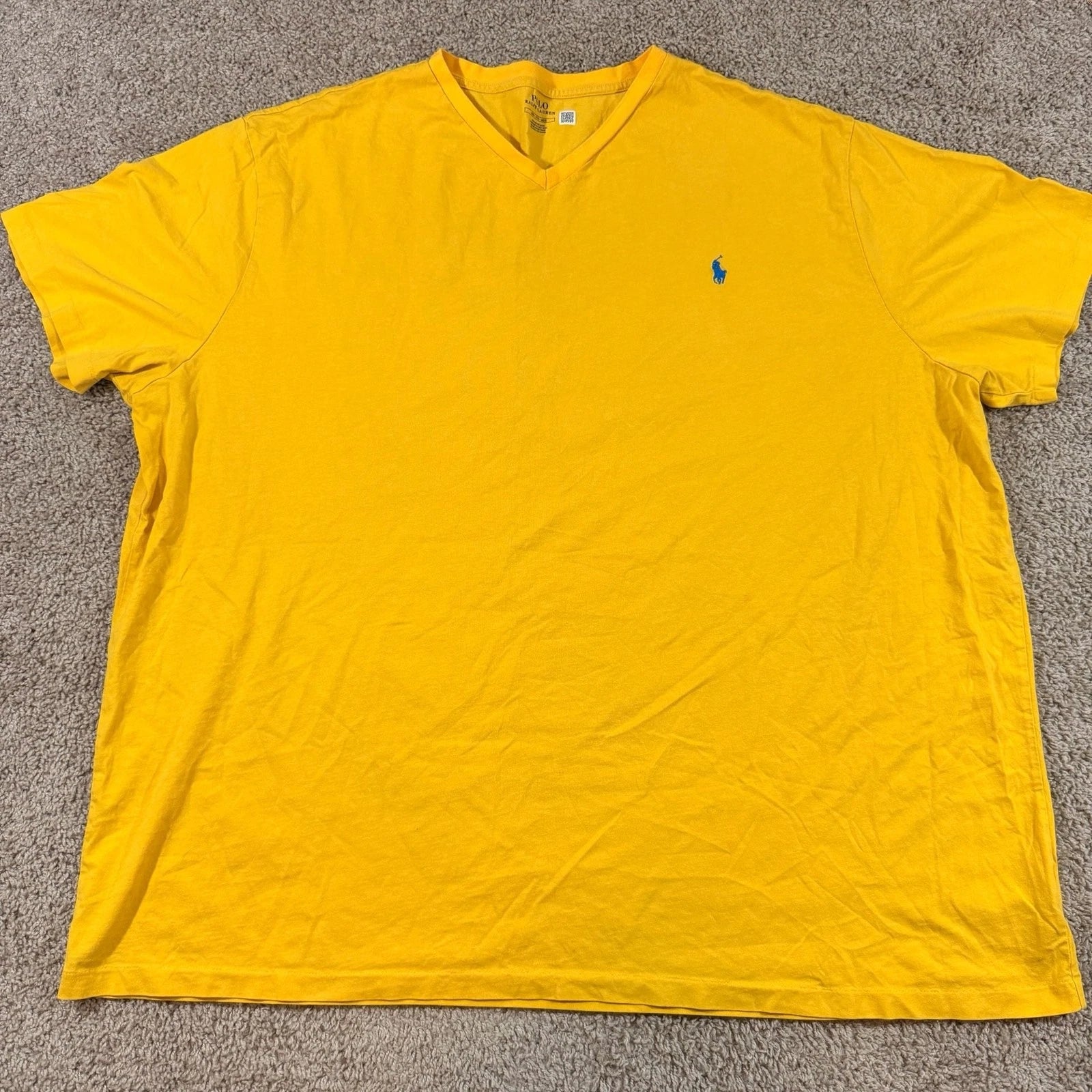 Polo Ralph Lauren Yellow V Neck Pony Logo T Shirt 4XB Big Tall EUC