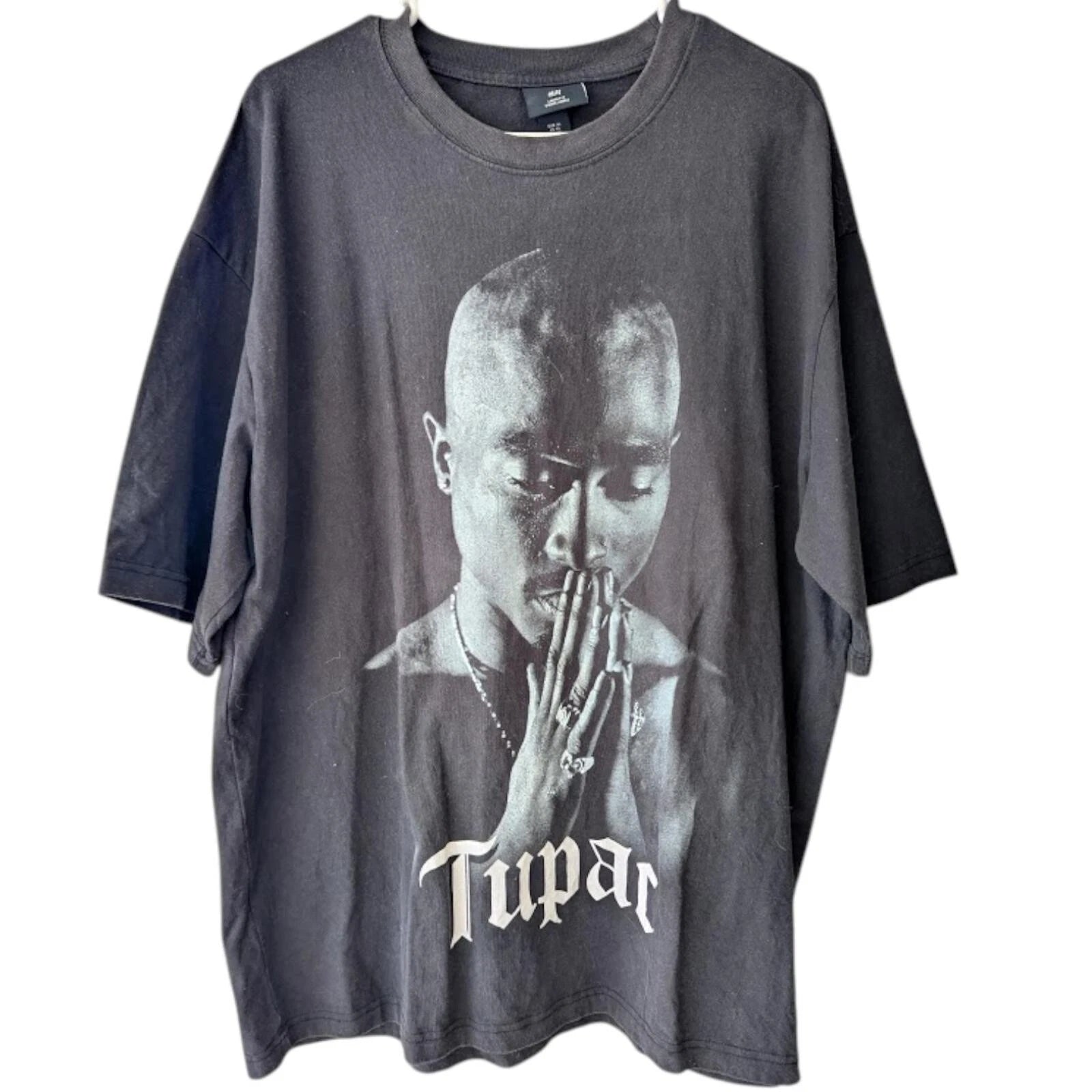 Tupac Shakur 2Pac Oversized T-shirt H&M Loose Fit Tee XL Pray Hip Hop Rap Grunge