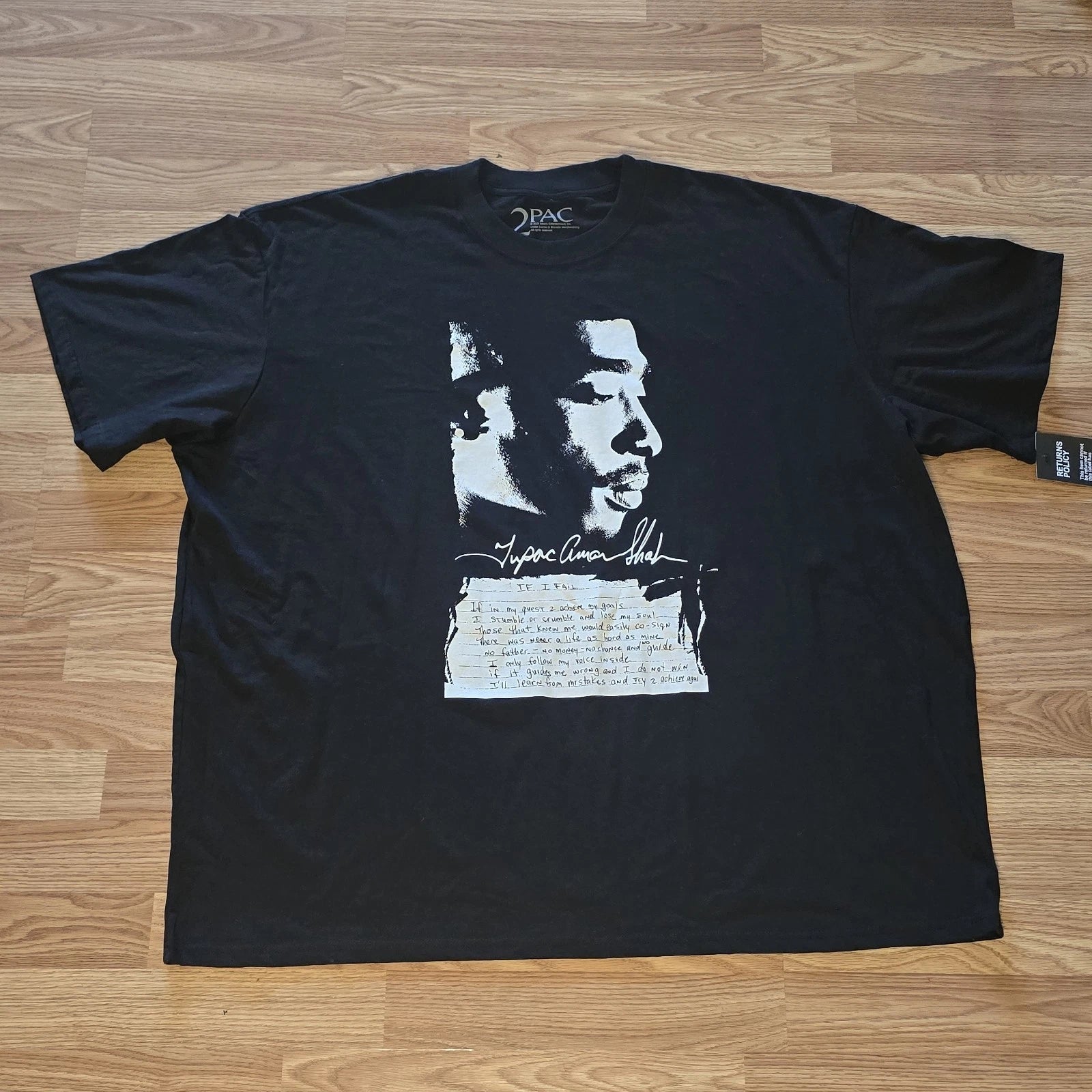 BoohooMAN 2Pac Black White Graphic Tee 5X Oversized Streetwear Big Tall NWT