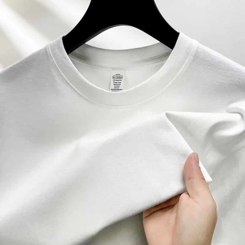 100% Pure Cotton Summer High-End Brand Men'S Short Sleeve round Neck Fashionable