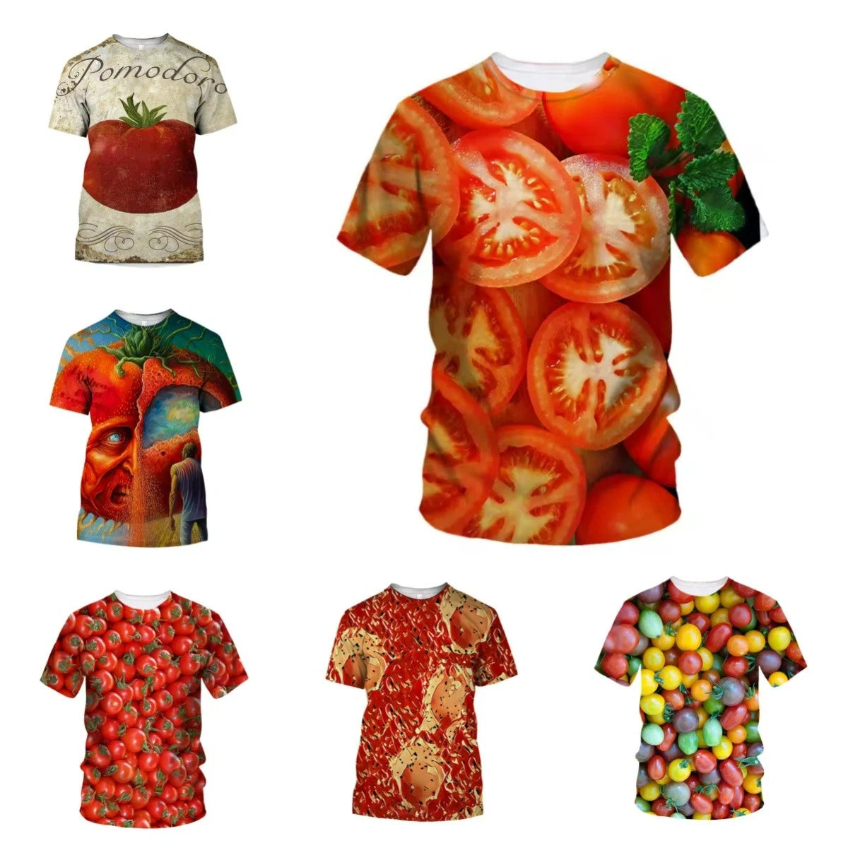 Creative Tomato Art Pattern 3D Print Women Men Short Sleeve T-shirt Casual Tee