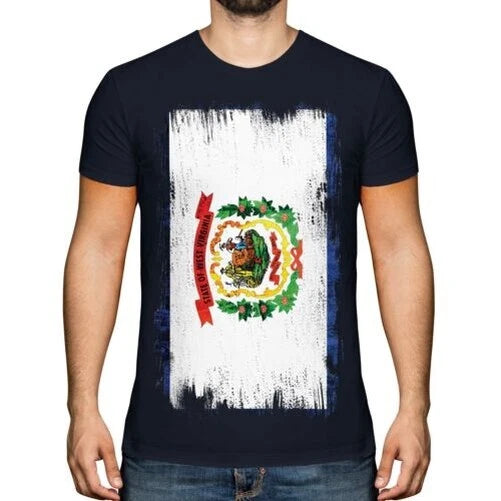 West Virginia State Men's Grunge Flag T-Shirt West Virginian T-Shirt