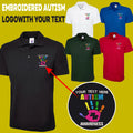Personalised Custom Embroidered Polo Puzzle Ribbon Autism Awareness Kids Love