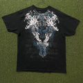 Y2K Urban Legends AOP Cross with Wings Black Graphic Tee Shirt