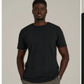 American Tall Mens Slub Cotton T-Shirt Black Crew Neck Short Sleeve