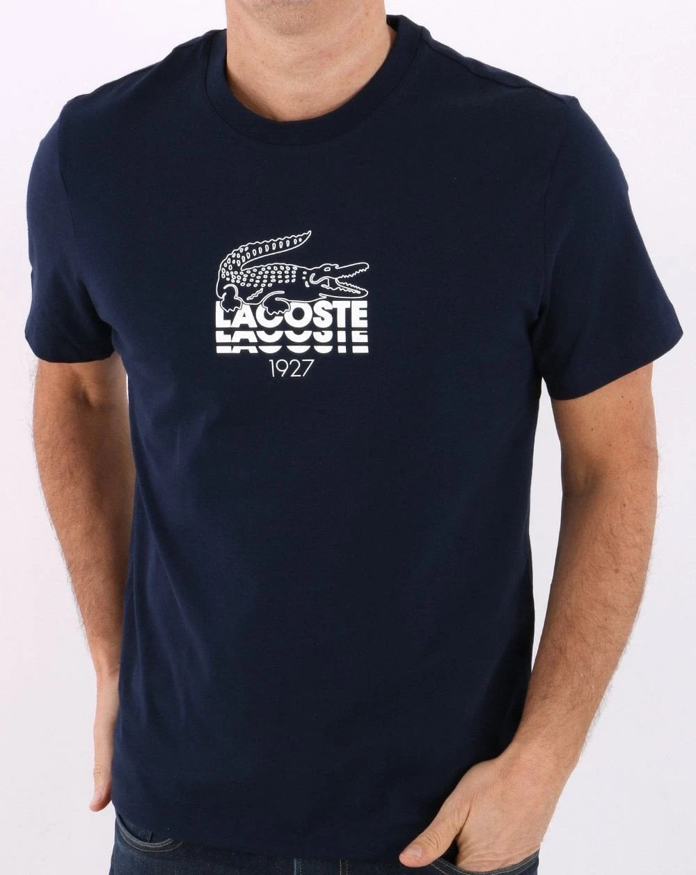 Lacoste Croc Logo T-shirt / Tshirt / Tee in Navy Blue Size M