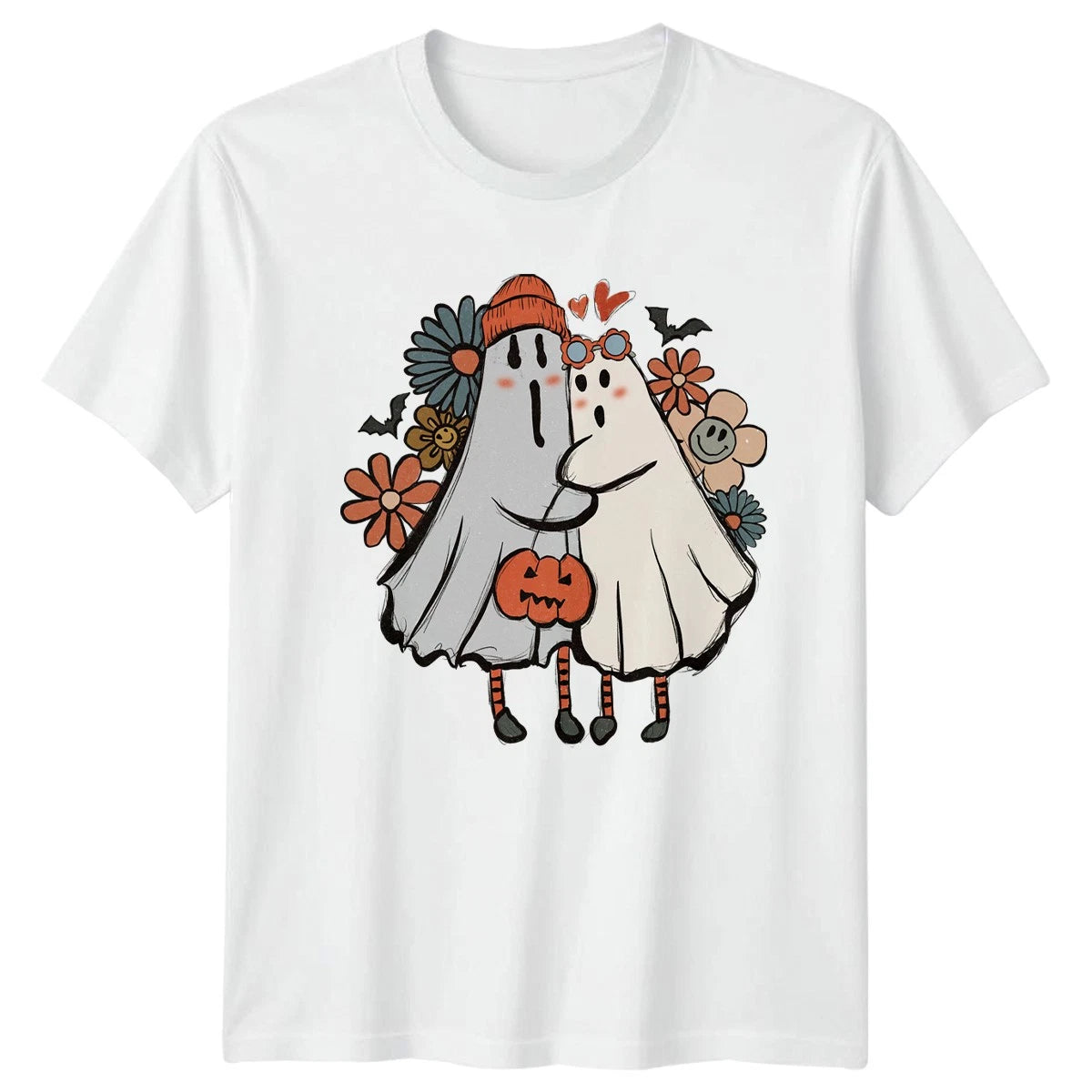 Cute Ghost Couple T-Shirt Halloween Fall Aesthetic Halloween Gift For Him