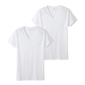 Gunze YV0015V 2-Piece T-Shirt, Short Sleeve, V-Neck, Yellow Gold, 100% Cotton