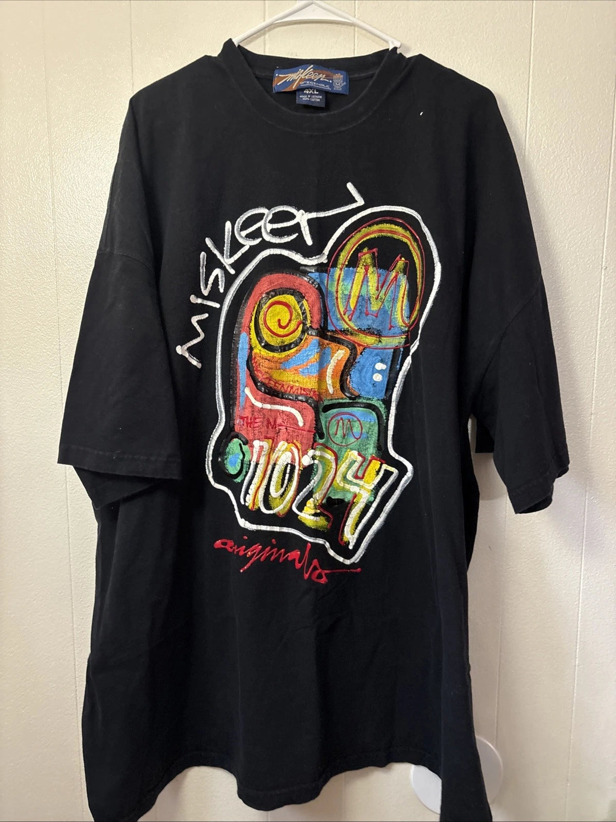 VTG Muskeen Originals 1024 Hand Painted Graffiti Tee 4XL Black  Street Y2K Rare