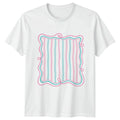 Summer Preppy Striped Frame Womens T-Shirt Aesthetic Birthday Gift For Her