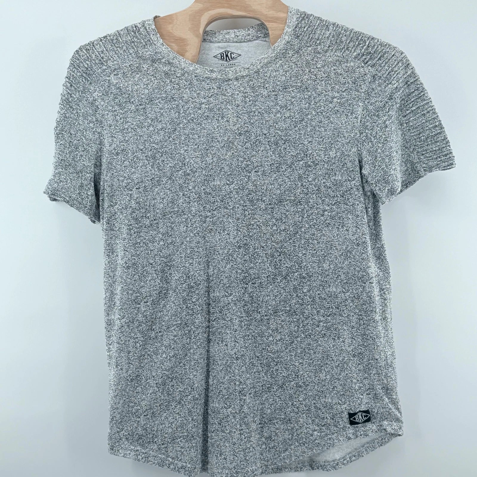 BKC Shirt Mens 2XL Gray Textured Knit Crewneck Short Sleeve Casual Soft Comfort