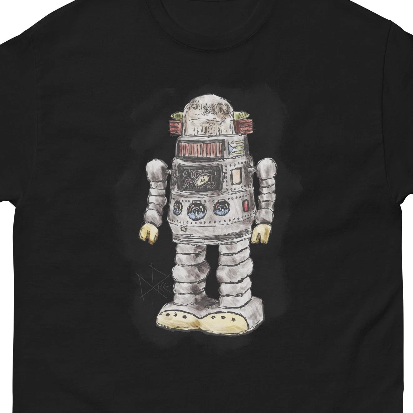 Basic Bob - Classic T-shirt Graphic Tee Funny Cool Robot Toy Sketch Art