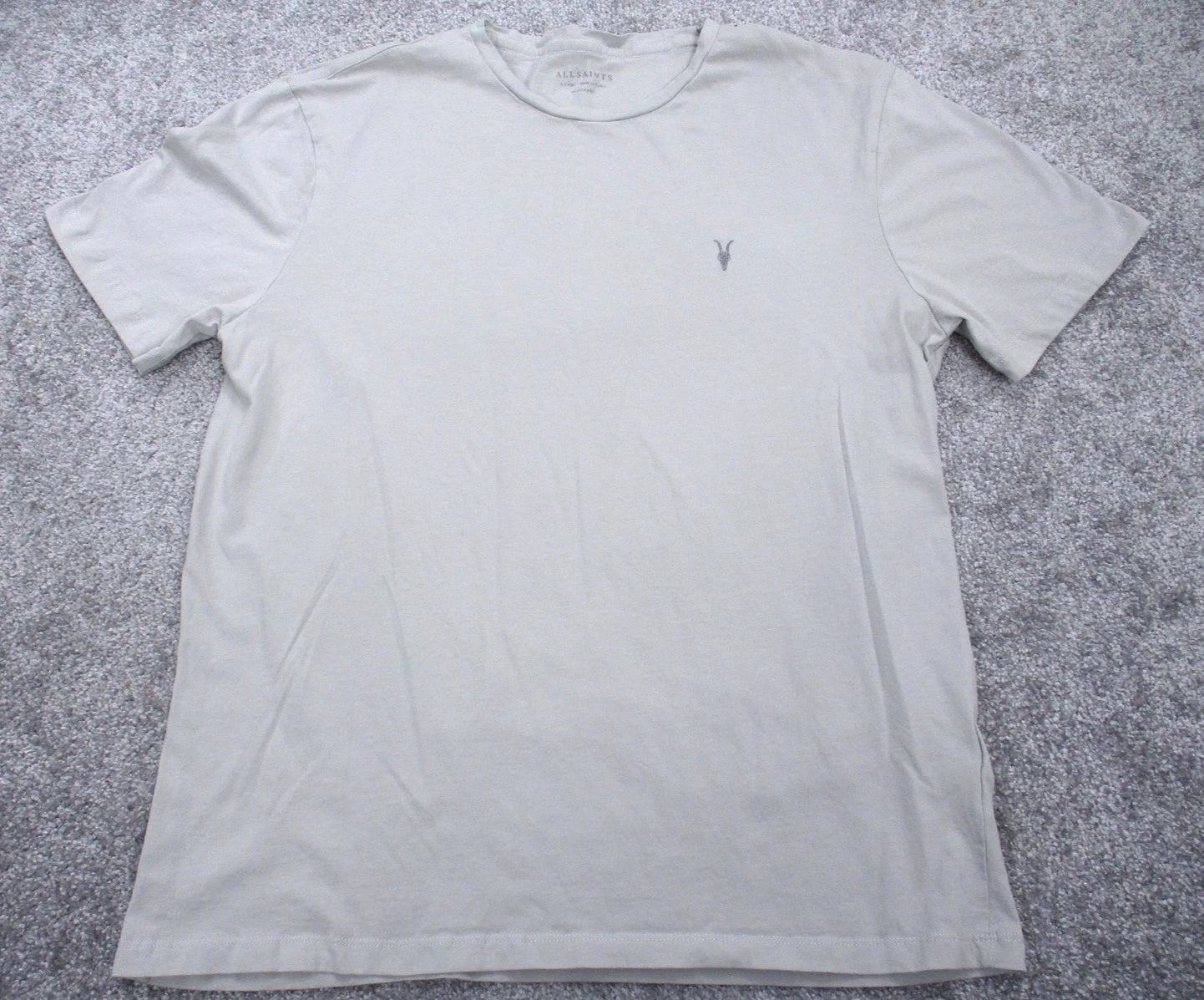 AllSaints Shirt Mens XL Gray Regular Fit Minimalist Cotton Crewneck Logo Turkey