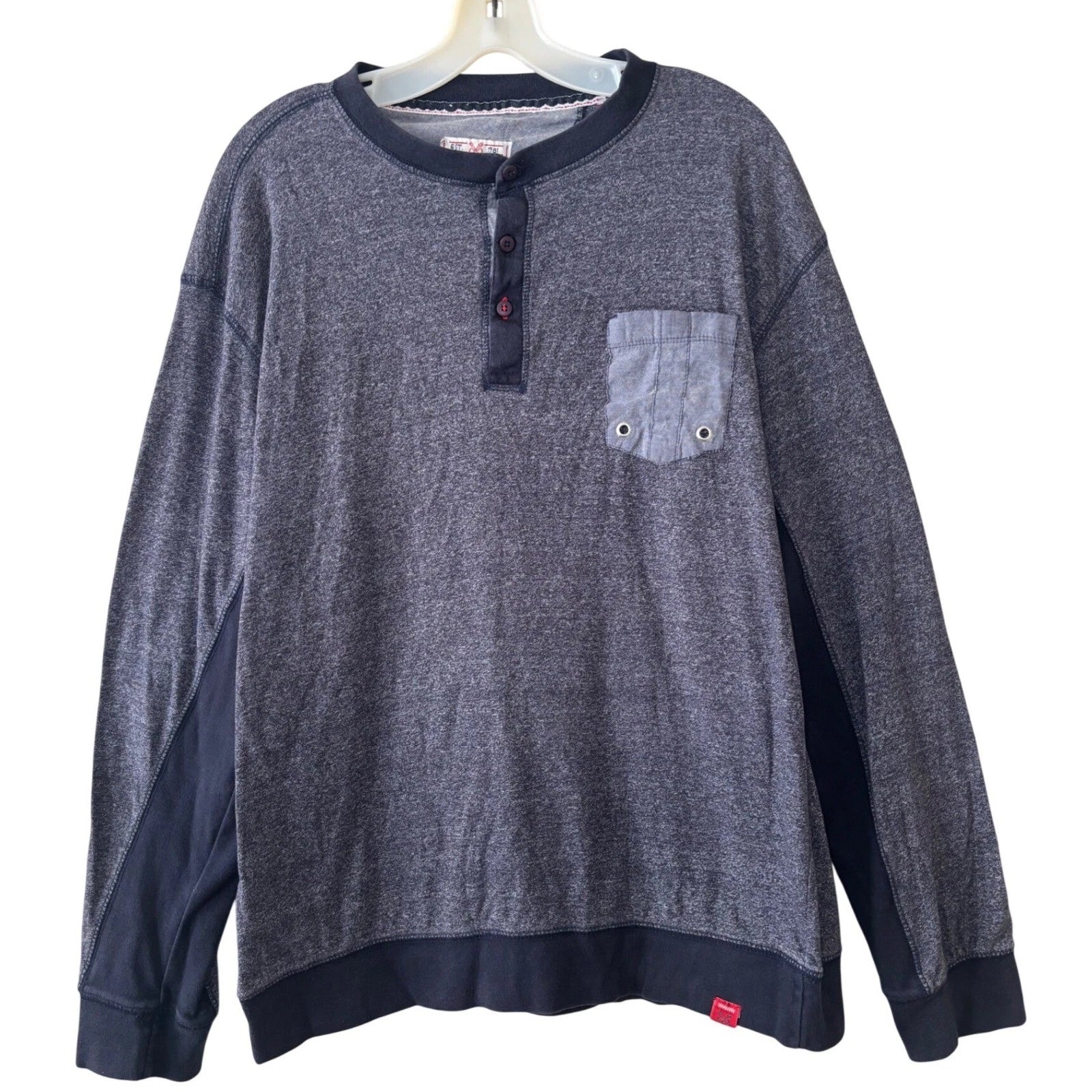 MBX Denim Wear Henley Shirt XL Long Sleeve Streetwear Minimalist Normcore Casual