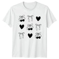 Cherry Bow Heart Coquette Aesthetic Womens T-Shirt Feminine Pattern Aesthetic