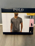 Polo Ralph Lauren Medium Men 3-Pack V-Neck TShirt Pink Blue Gray Classic New NWT
