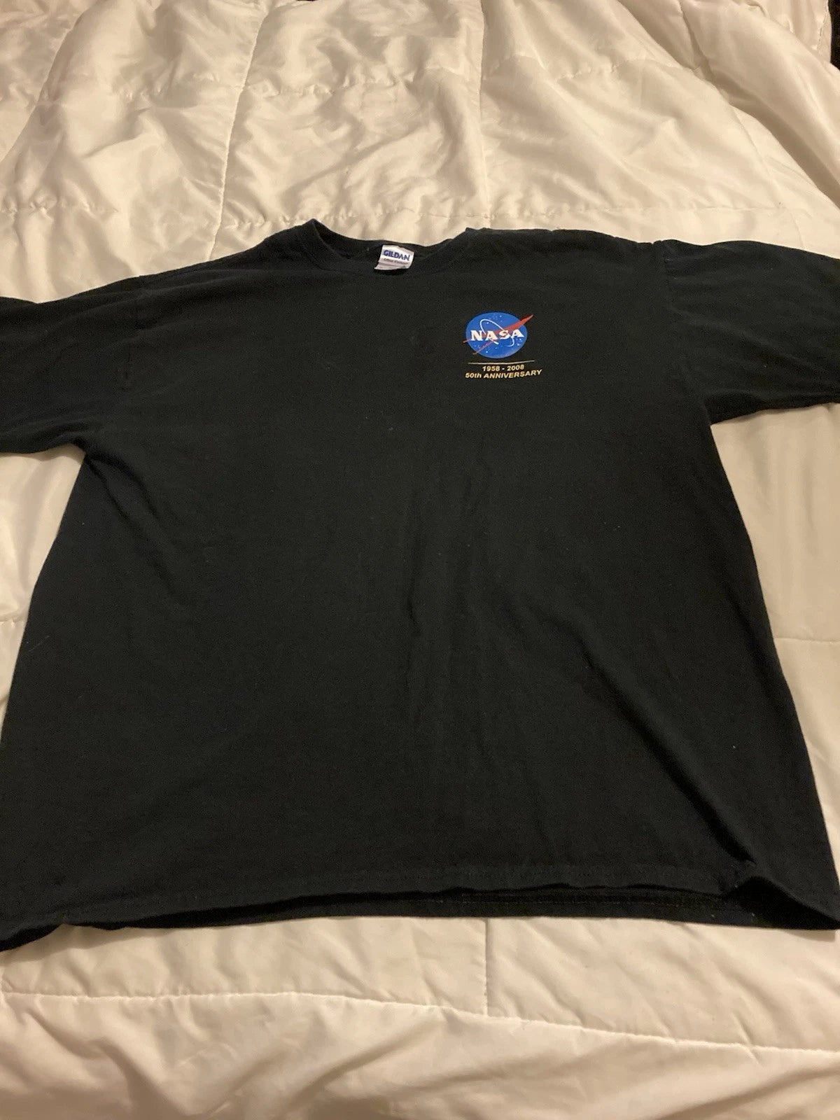NASA 50th Anniversary T‑Shirt XL – Black – Authentic USA – Space Logo Tee