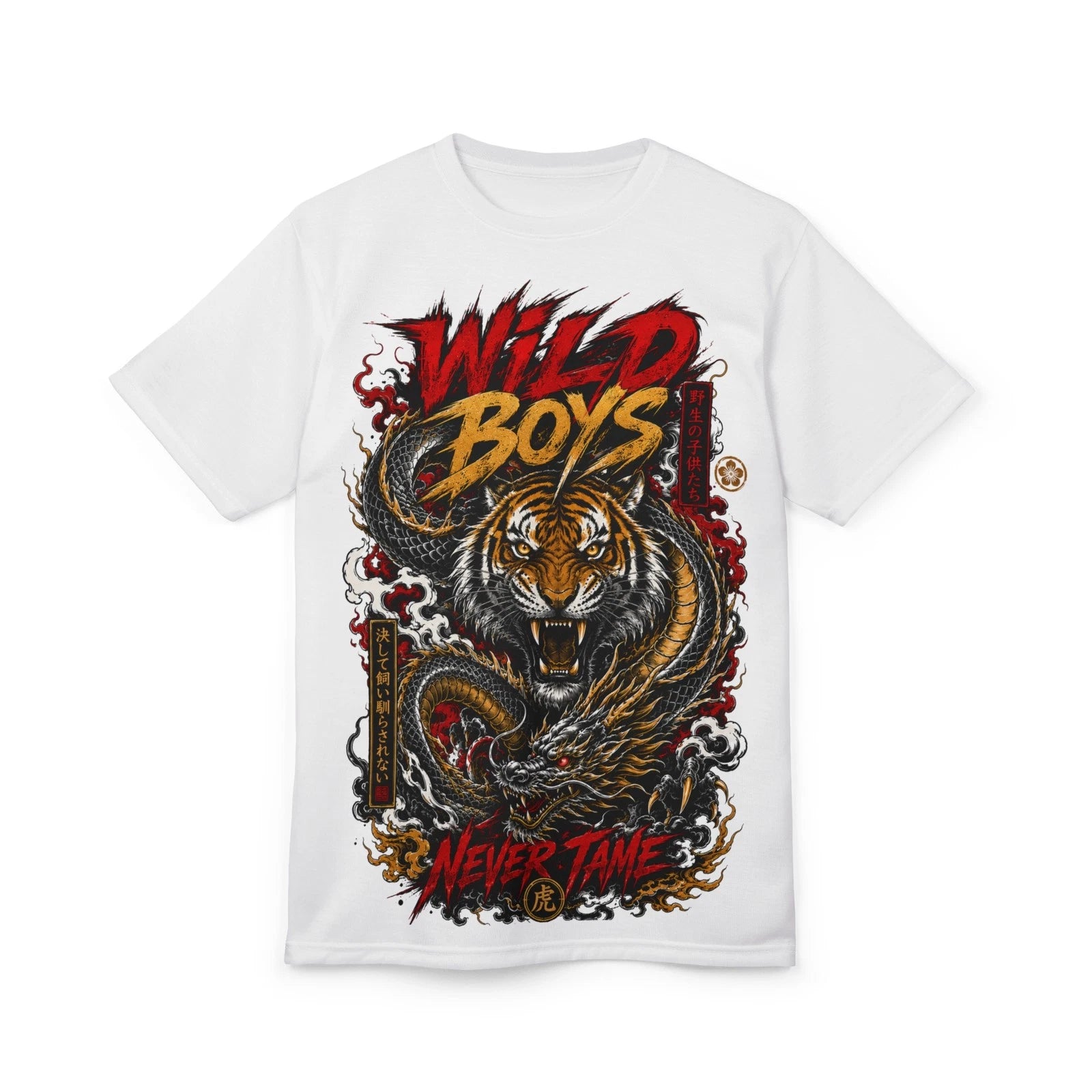 Tiger Dragon T-Shirt Japanese Irezumi Tattoo Art Graphic Tee Streetwear Gift