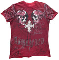 Cool Amplified Saint Sinners Holly Skull Gothic Cross Rock Star Strass T-Shirt M