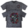 Skull Snake Roses Unisex Mens Carbon Grey 240gsm French Terry Acid Wash T-Shirt