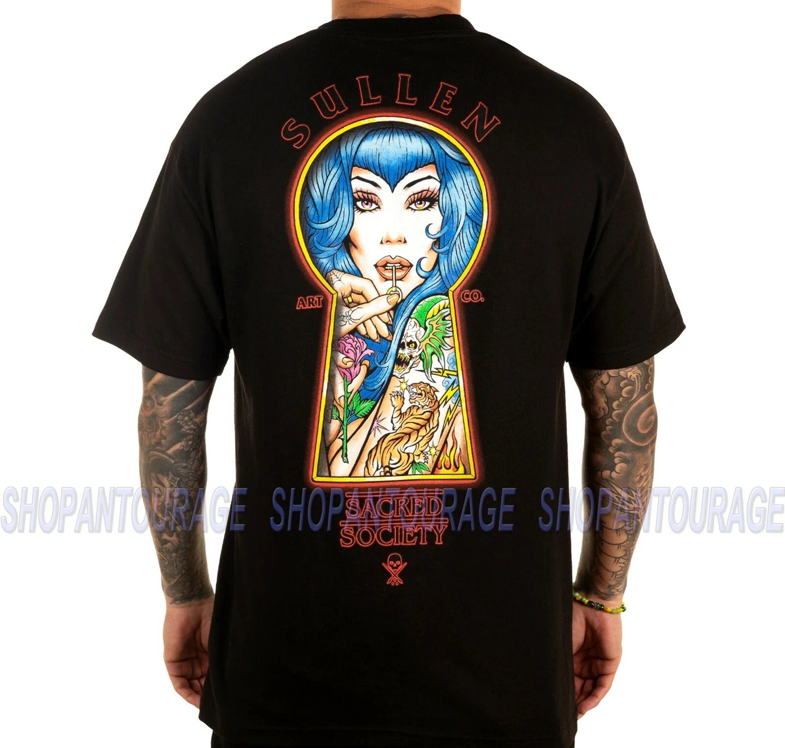 Sullen Sacred Society SCM3592 Short Sleeve Graphic Tattoo Skull T-shirt For Men