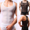 Men's Sleeveless Vests Fishnet Tank Tops Stylish Sheer Breathable Wear