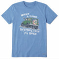 Life is Good Men's Crusher T WHAT A LONG STRANGE TRIP IT’S BEEN XL Cool blue NWT