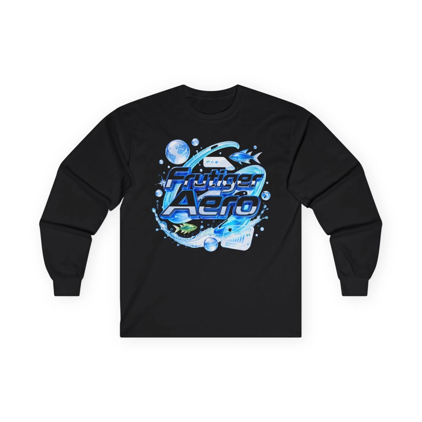 Frutiger Aero T-Shirt, Blue Y2K Aqua Tech Graphic Tee