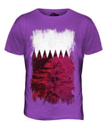 QATAR GRUNGE FLAG MENS T-SHIRT TEE TOP QA?AR FOOTBALL QATARI GIFT SHIRT