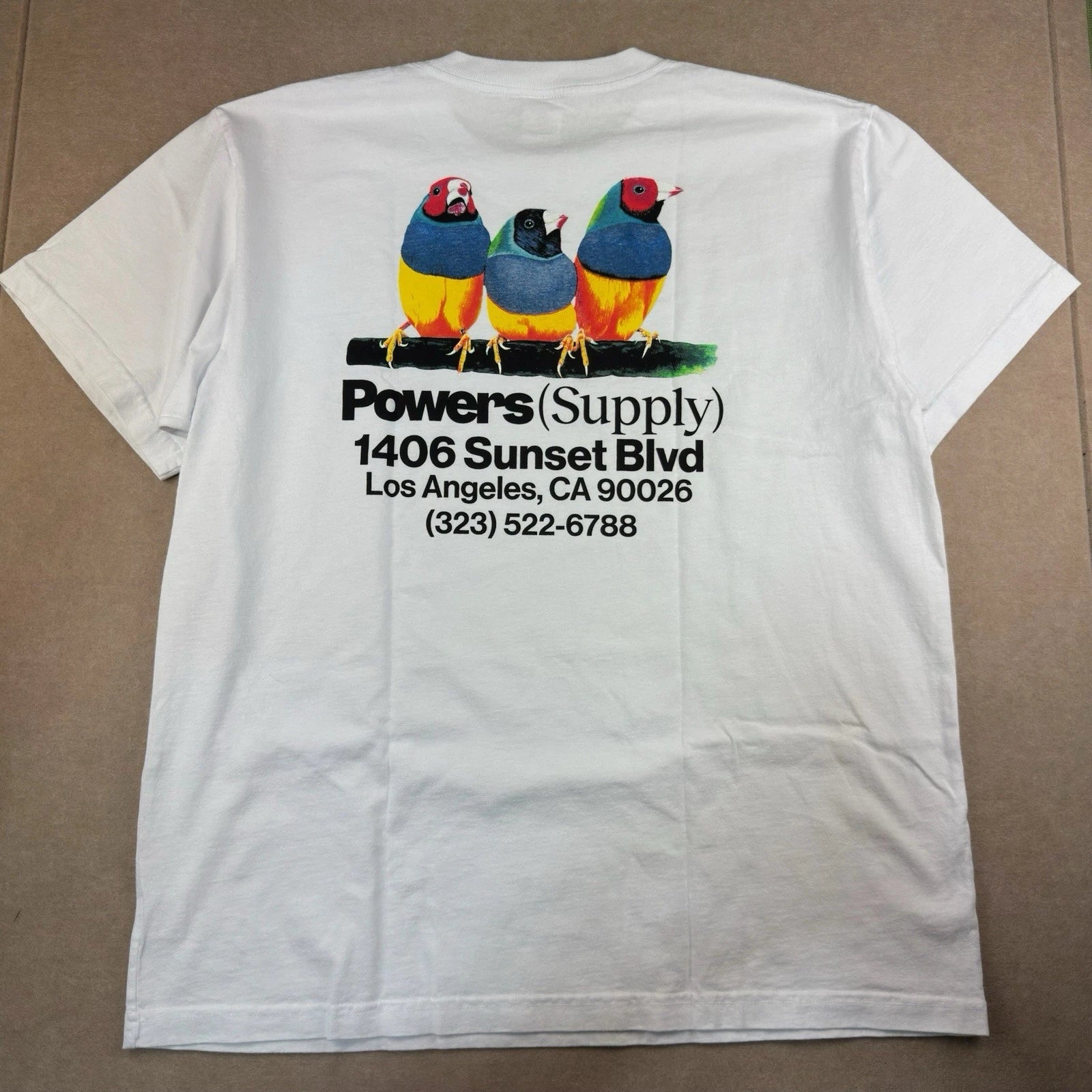 Powers Supply T-Shirt Men's XL White Graphic Promo Birds LA Streetwear USA